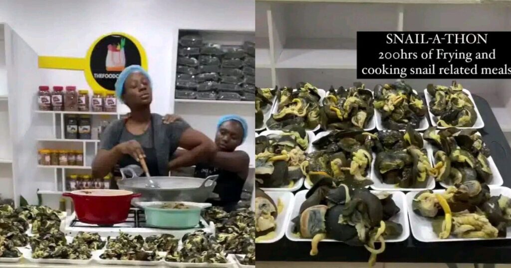 GWR: Nigerian lady declares war on snail, begins 200 hours cooking marathon of the delicacy