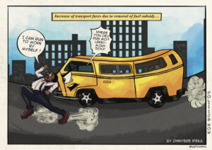 Cartoon on increase in fare due to fuel subsidy removal
