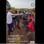 VIDEO: Chinese nationals spotted spraying Naira notes at mining sites, as police officers look away 